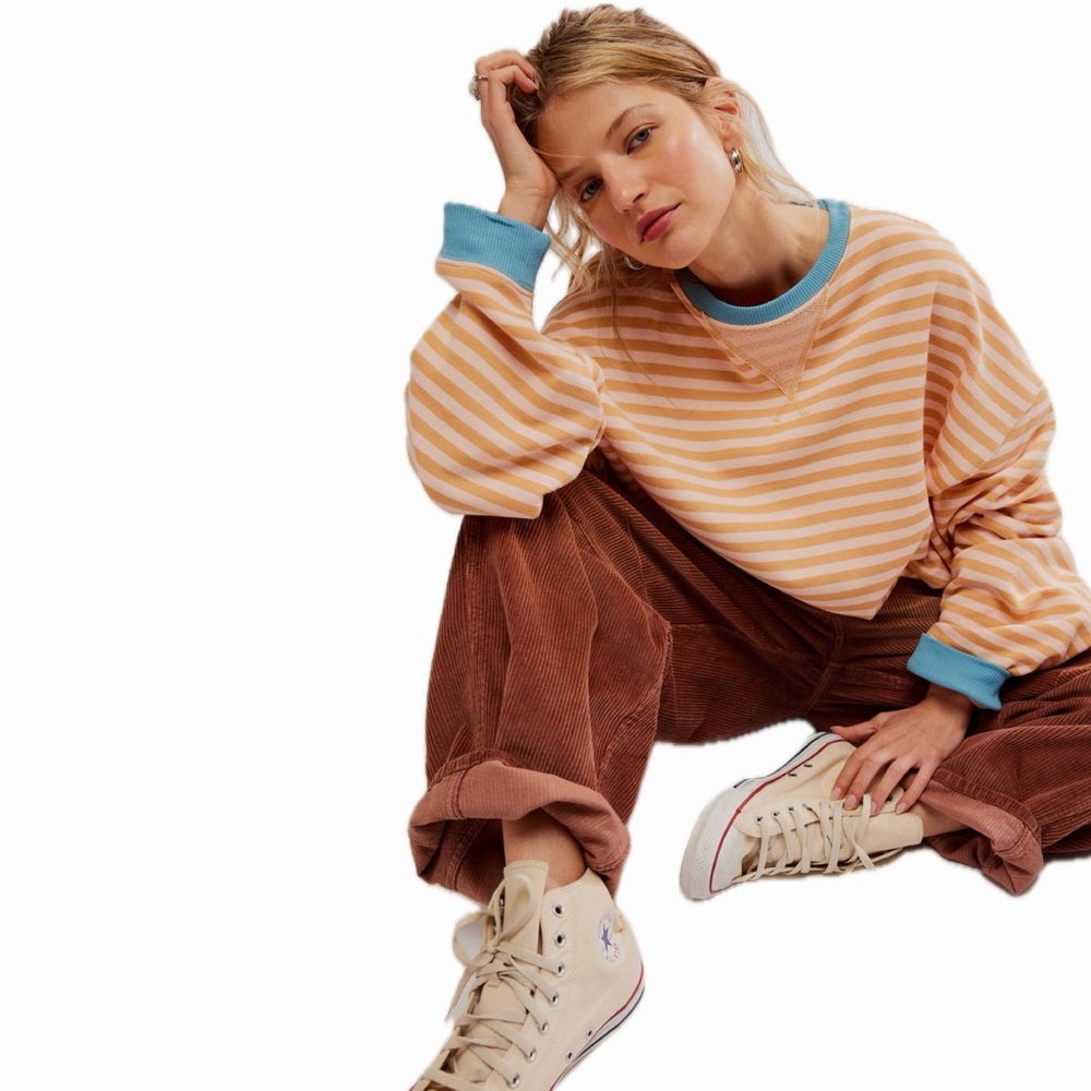 Free People |  NWOT Classic Striped Crew - Picture 4 of 12